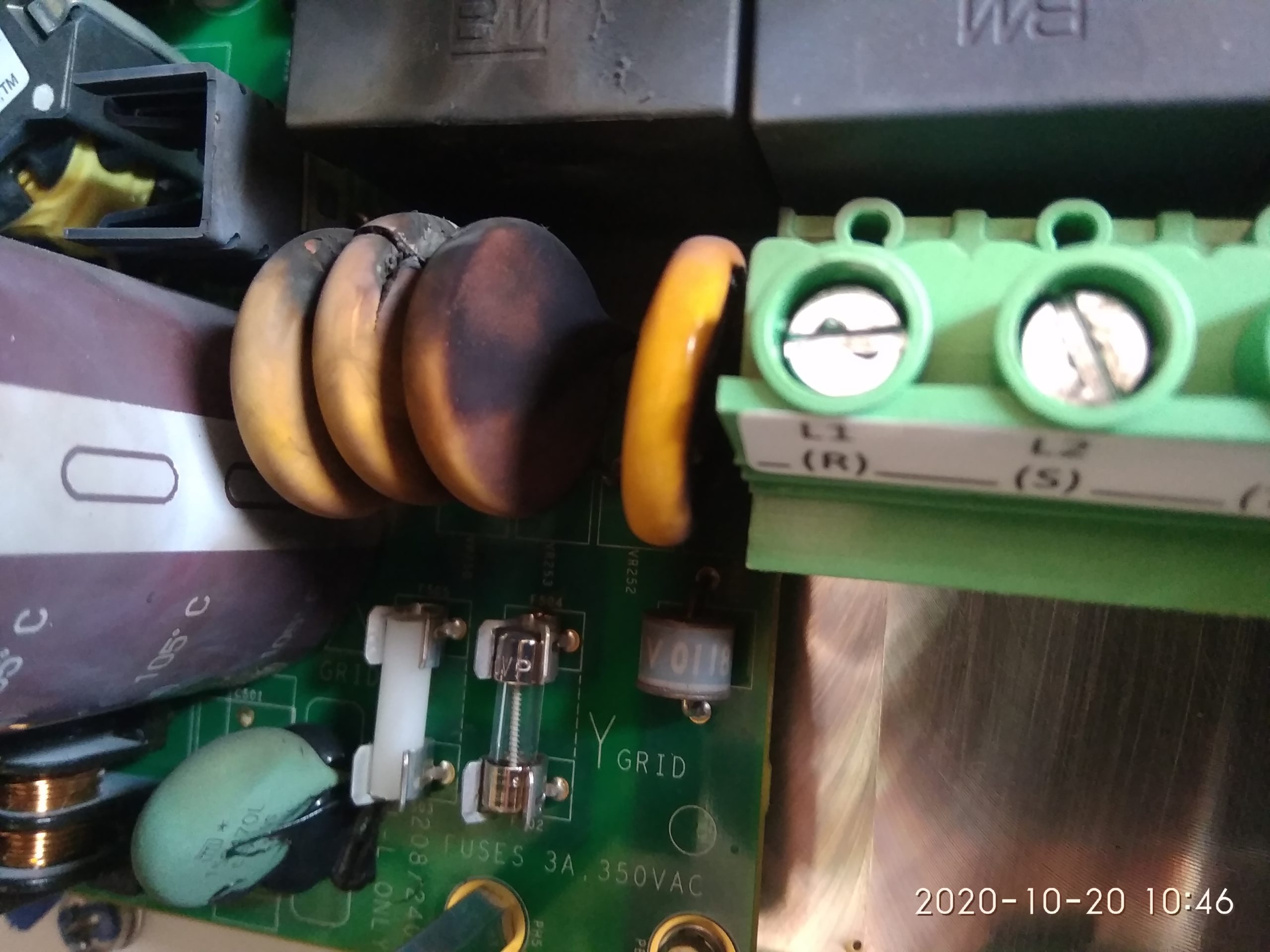 A damaged Surge Protection Device.