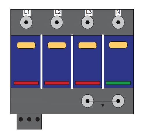 The drawing of the internal structure of a Surge Protection Device.