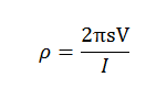The formula for calculating the resistivity value.